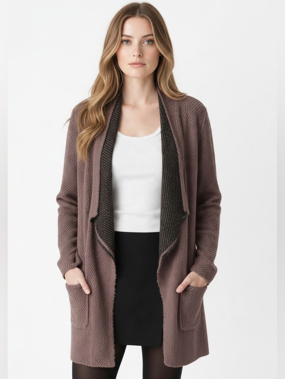 Betty Barclay open front long knit cardigan sweater